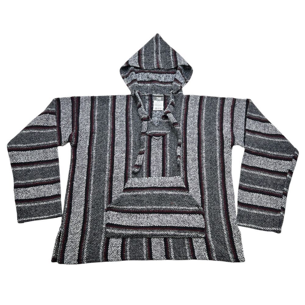 Oland Outdoors Mens Black Red Baja Hoodie Pullover Hippie Drug‎ Rug Size Medium